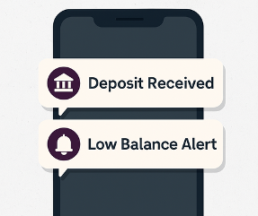 A picture showing online banking alerts